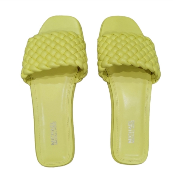 Michael Kors Amelia Yellow Braided Slide Sandal Size 6.5 - Picture 1 of 3